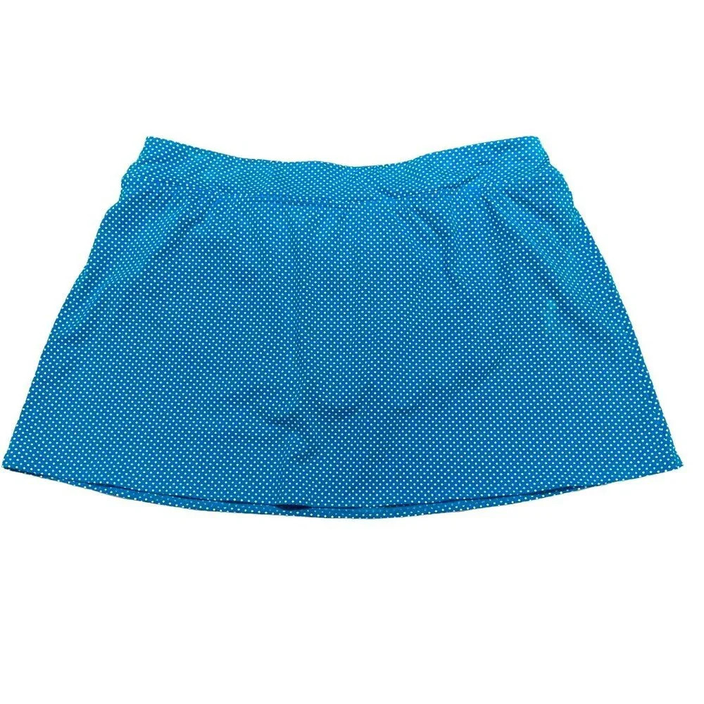 Land's End Swim Skirt, Size 14, Turquoise w White Polka Dots, New w/o Tags